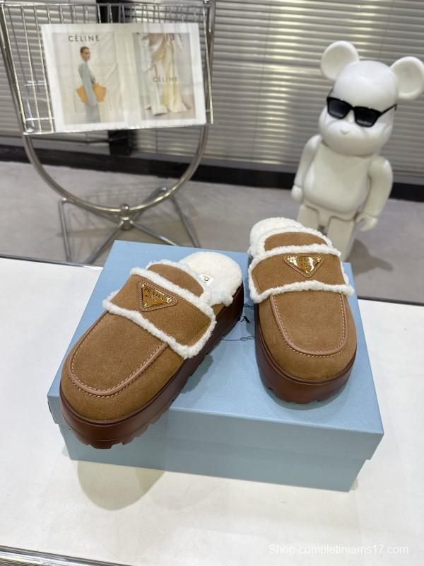 Prada 2025 SS Early Spring Fur Slippers - KFY00280