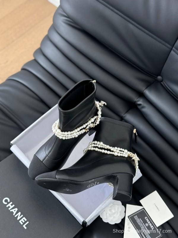 Chanel Pearl Collection Mary Jane Short Boots - LY00360