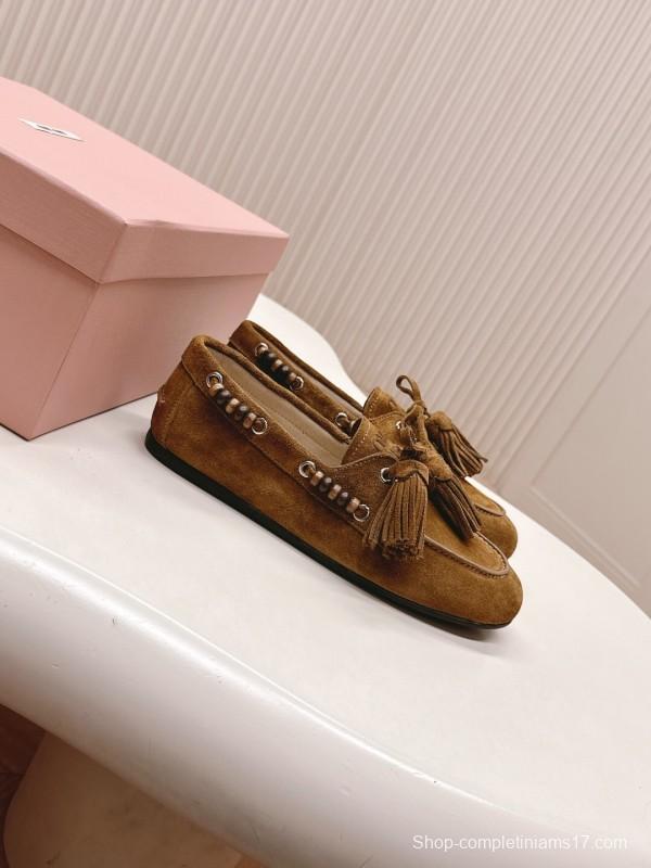 Miu Miu Fall/Winter 2025 Tassel Loafer Mule with Bead Accents - LY00330