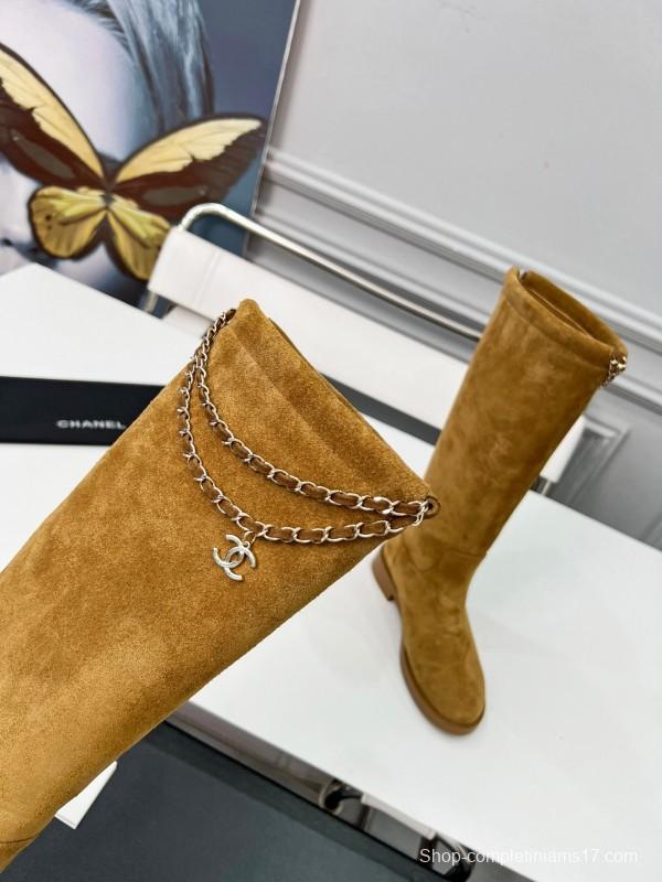 Chanel 2025/SS Quilted Leather Chain Four-Leaf Clover CC Flat Ankle Boots - LY00510