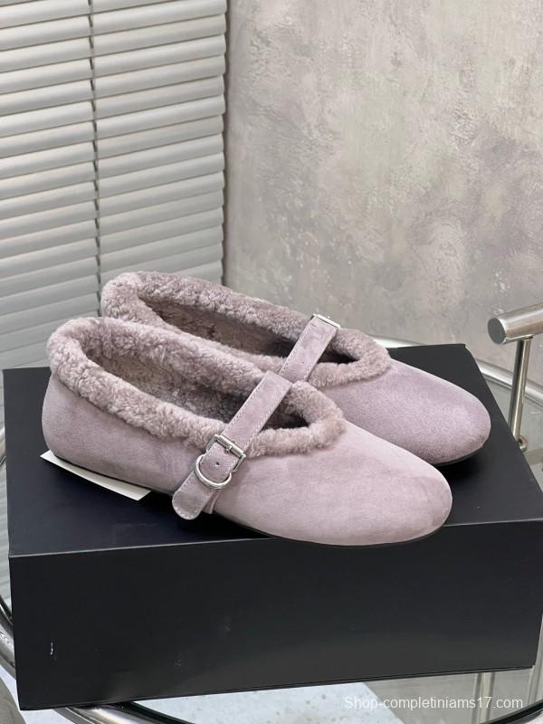 Alaia Fall/Winter 2025 Wool Mary Jane Ballet Flats - KFY00310