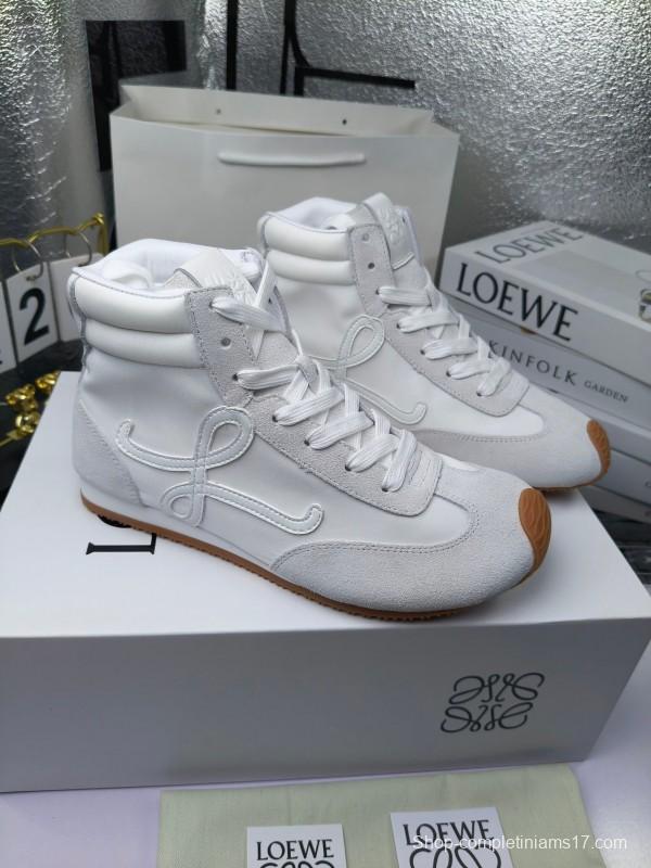LOEWE High-Top German Training Sneakers Retro Fashion Casual White Shoes - LY00330