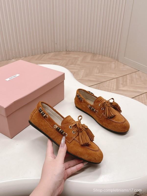 Miu Miu Fall/Winter 2025 Tassel Loafer Mule with Beaded Accents - LY00330