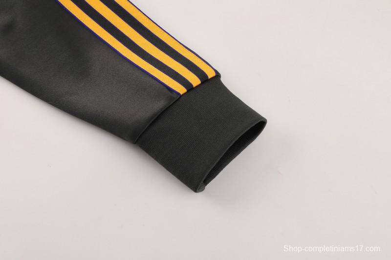 25/26 Manchester United 08 Dark Gray Half Zipper Jacket+Long Pants S-2XL