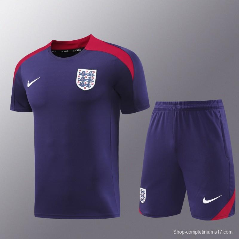 2025 England Purple Short Sleeve+Soccer Shorts