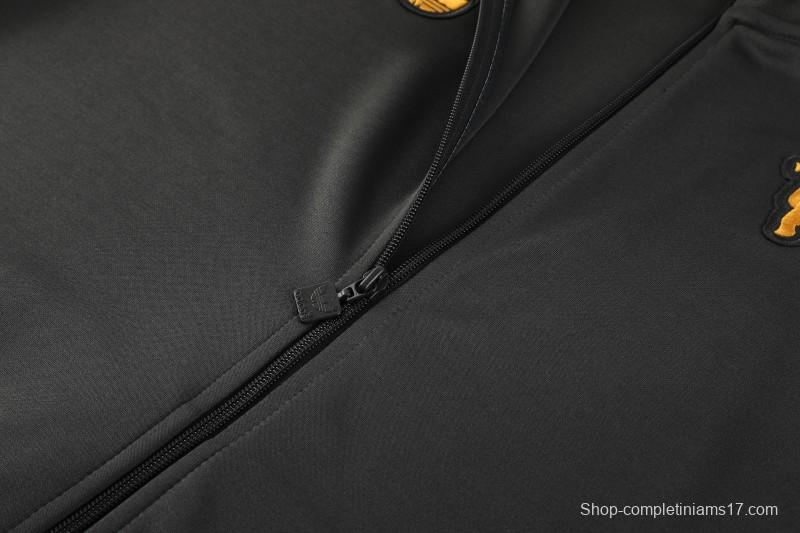 25/26 Manchester United 08 Dark Gray Half Zipper Jacket+Long Pants S-2XL