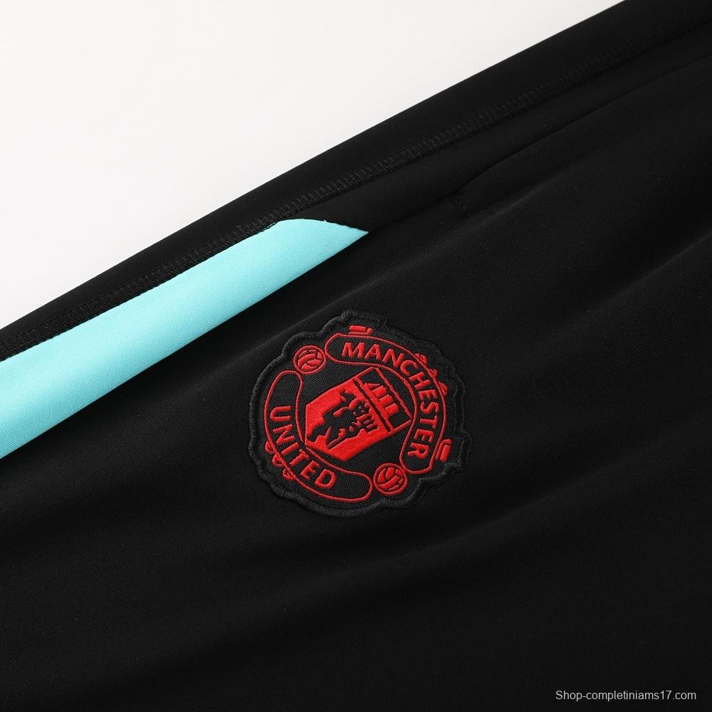 25/26 Manchester United Black Half Zipper Jacket+Long Pants
