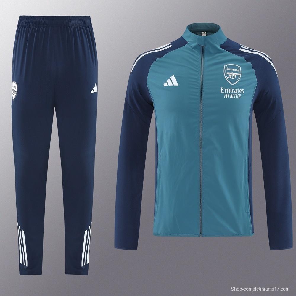25/26 Arsenal Blue Half Zipper Jacket+Long Pants S-3XL