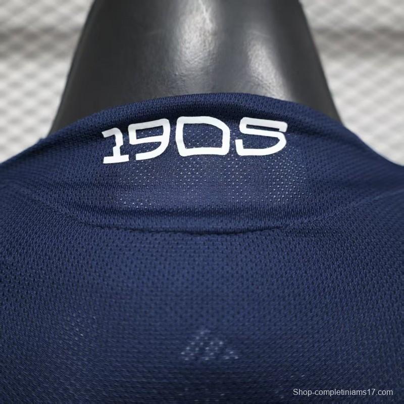 25/26 Player Version Boca Juniors Home Navy Blue with Yellow Chest Band Long Sleeve Jersey