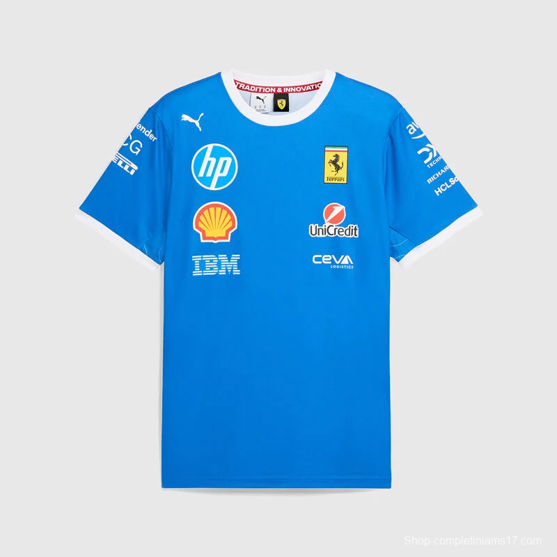 25/26 F1 Ferrari Racing Blue with Multi-Sponsor Design Jersey