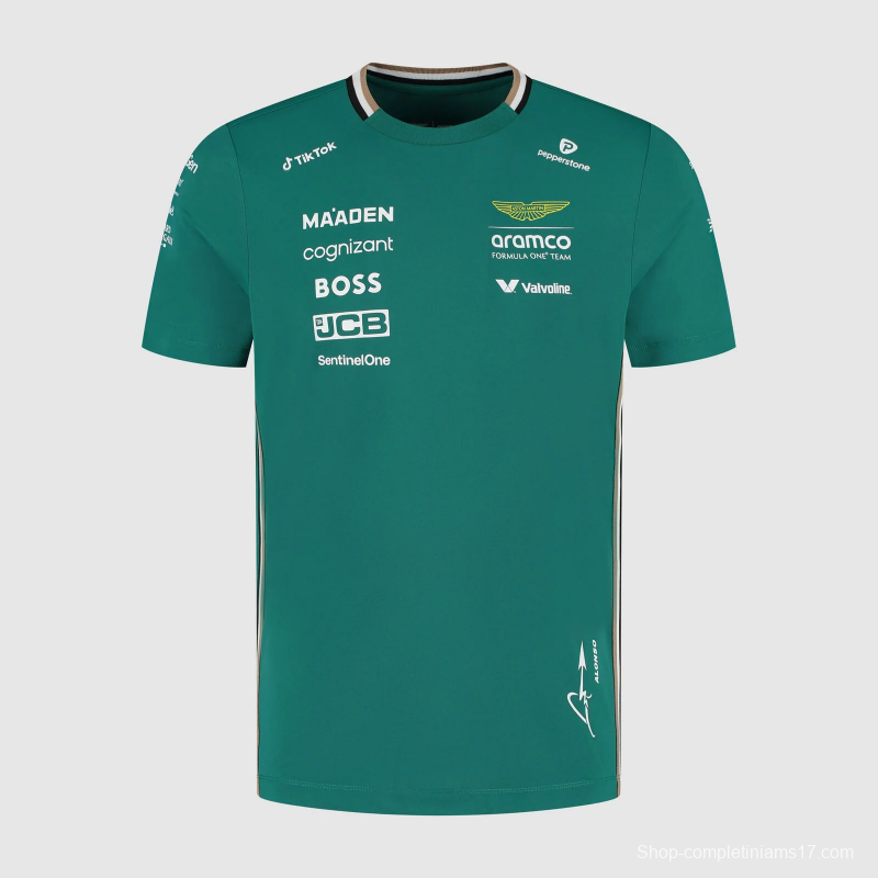2025 F1 Aston Martin Aramco F1 Team Dark Green with Gold Trim Jersey #14  Aramco