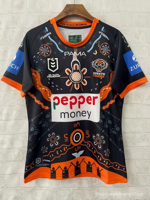 25/26 Wests Tigers Black with Indigenous Art Jersey