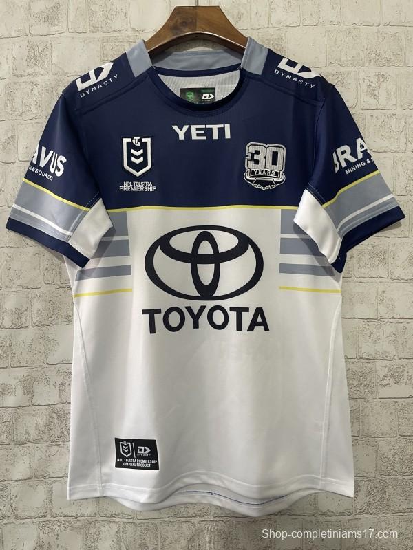 25/26 North Queensland Cowboys White and Navy with Grey Stripes Jersey