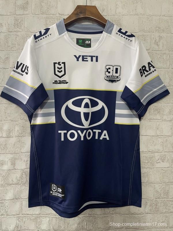 25/26 North Queensland Cowboys Navy with White and Grey Stripes Jersey