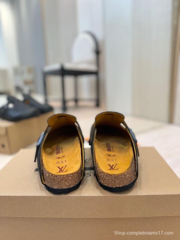 Louis Vuitton Louis Vuitton × BIRKENSTOCK Collaboration Boston Closed-Toe Soft Sole Mule Slippers - KFY00300