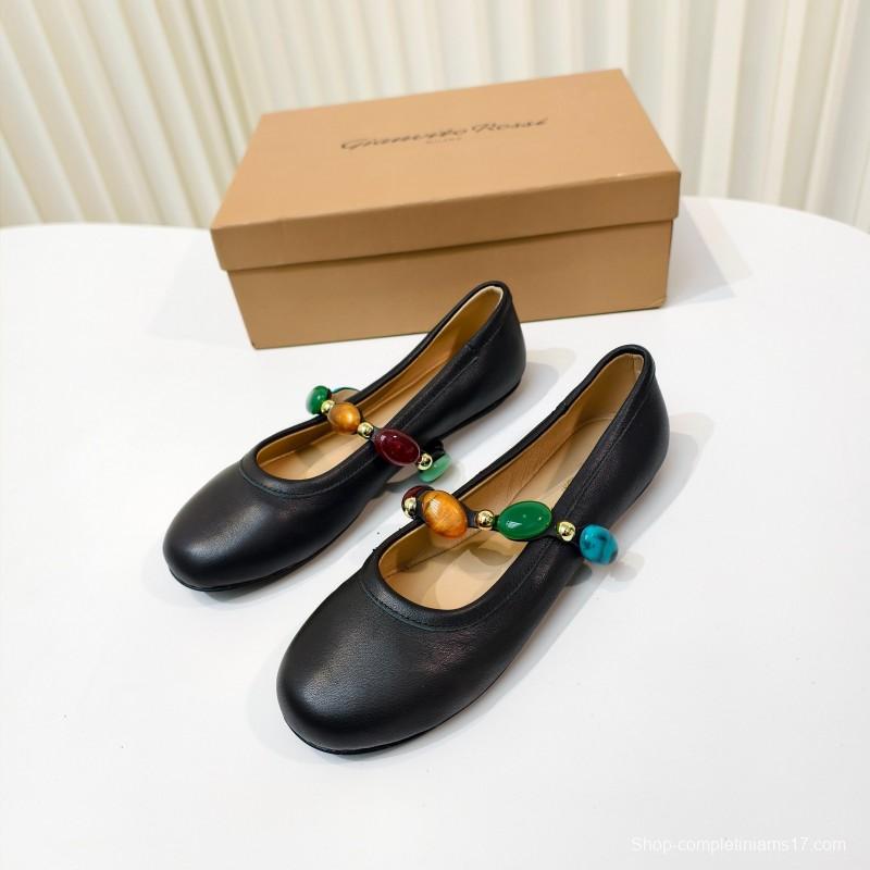 Gianvito Rossi Bohemian Style Turquoise Flat Ballet Shoes - LY00320