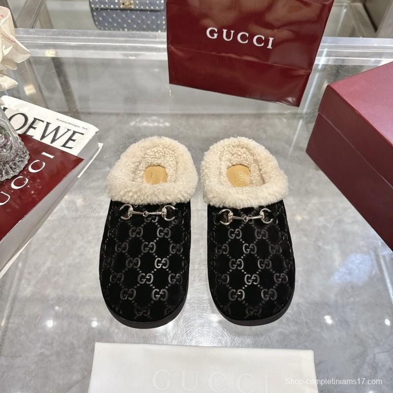 Gucci 2025/SS Autumn Winter New Suede Leather Horsebit Women's Wool Loafers - LY00260