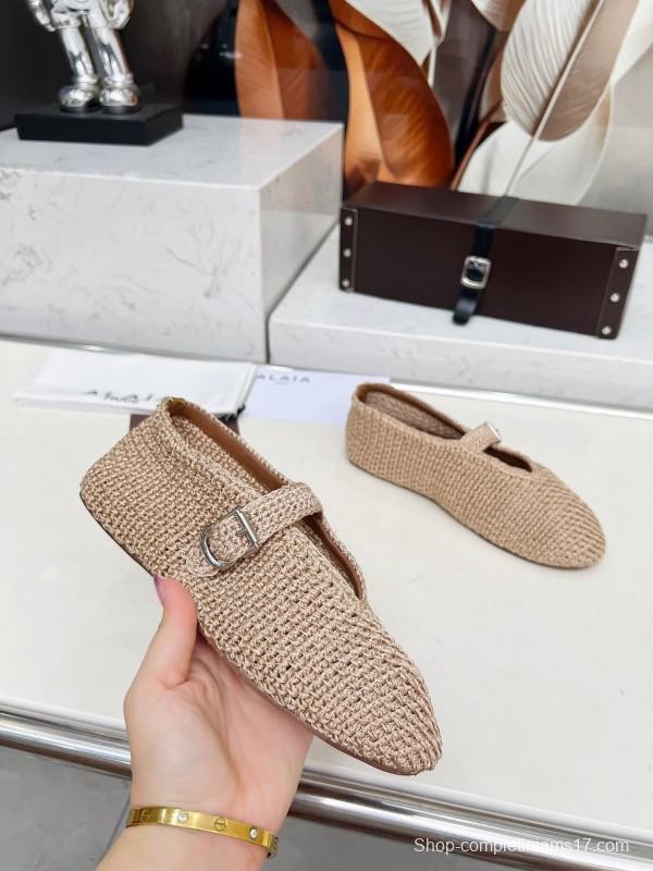 Alaia 2025/SS Knit Ballet Dance Shoes with Inner Height Increase - LY00310