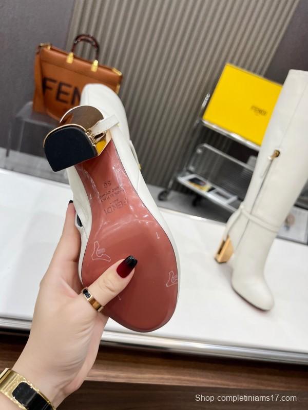 FENDI Delfina Round Toe Boots with FF Buckle - LY00520