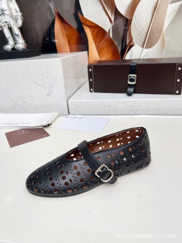 Alaia 2025/SS Perforated Ballet Flats - LY00320