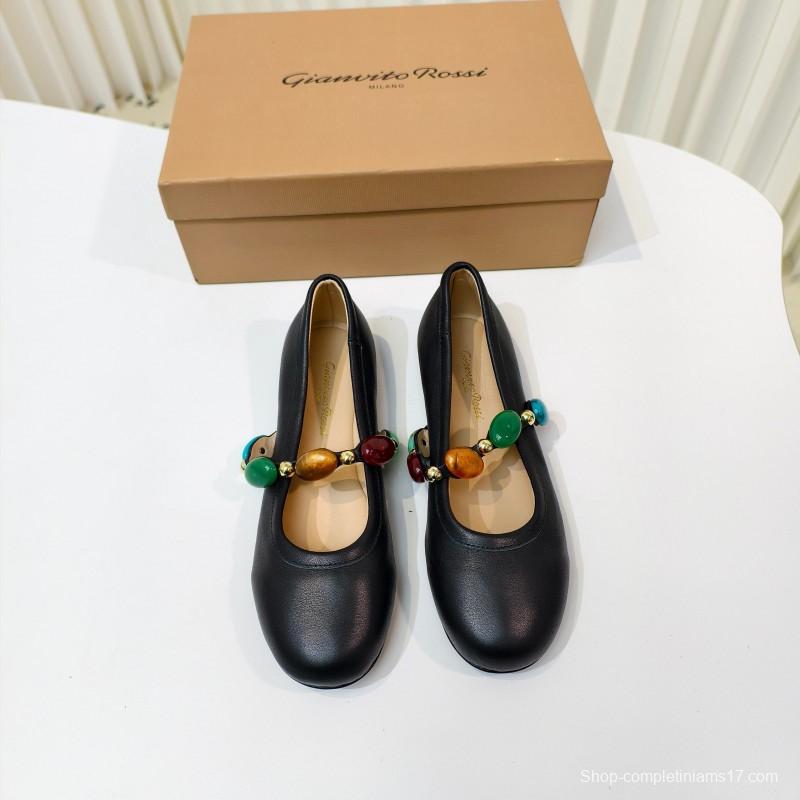 Gianvito Rossi Bohemian Style Turquoise Flat Ballet Shoes - LY00320