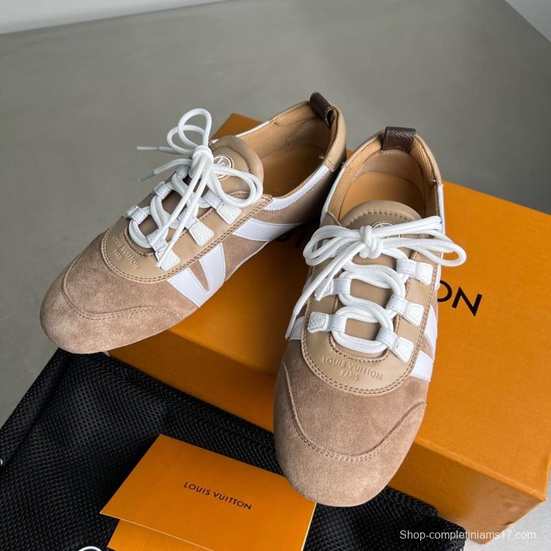 Lv Sneakerina 2025 SS Ballet Round Toe Lace-Up Low Top Lifestyle Casual Shoes - YC