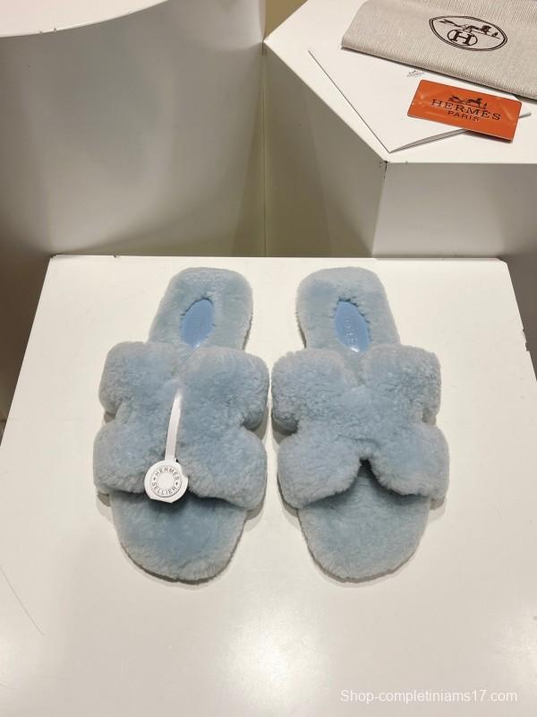 Hermès 2025 SS Love Slipper Flat Wool Slipper - LY00240