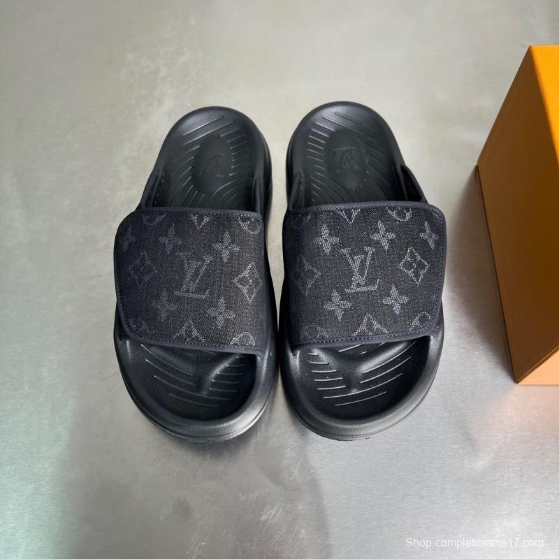 Louis Vuitton Miami Mule Slip-On Sandals with Hook and Loop Fastener - YC