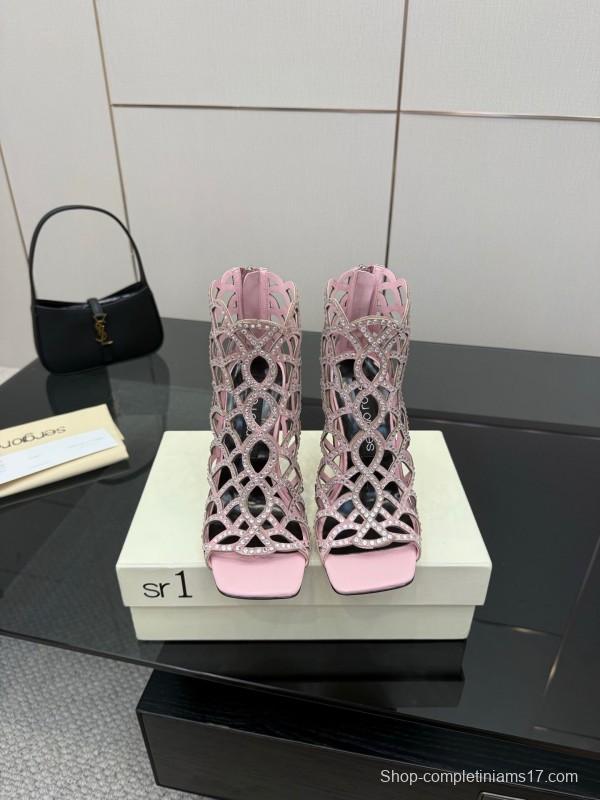 Sergio Rossi Mermaid Sandals 2025 SS Collection Elegant Fishnet High Heels - KFY00470