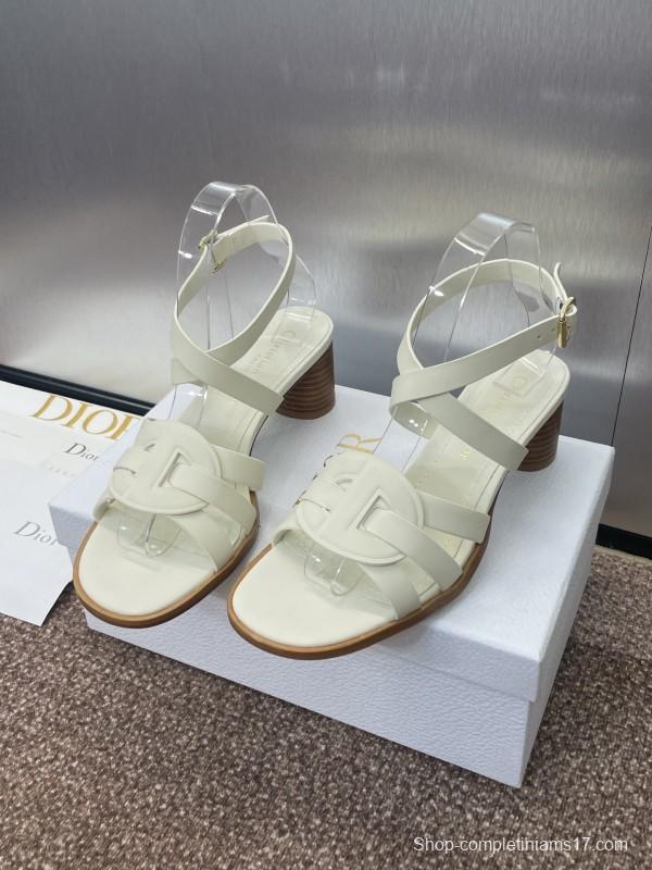 Dior D-Club Jelly Color Hollow Layered Cross Strap Mid Heel Women Shoes - KFY00290