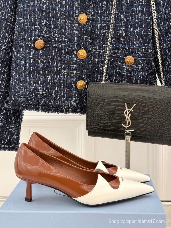 PRADA 2025 SS Catwalk Pointed Toe Kitten Heel Pumps - KFY00310