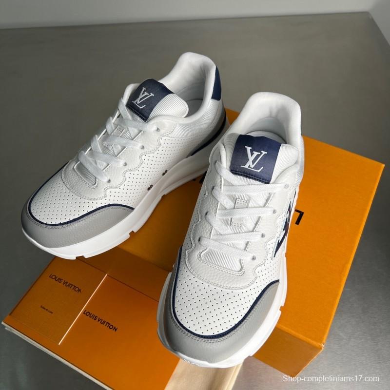 Lv Classic Leather Round Toe Lace-Up Low Top Casual Shoes - YC