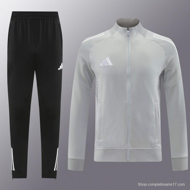 2025 Adidas Grey Full Zipper Jacket+Long Pants