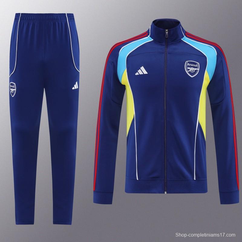 25/26 Arsenal FC Royal Blue Full zipper Jacket Tracksuit+ long pants