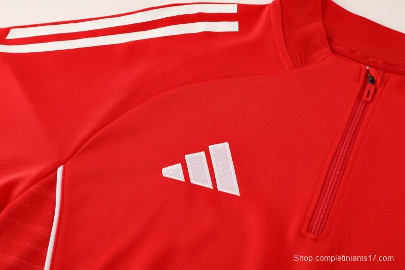 25/26  Adidas Red/White Full zipper Jacket Tracksuit+ long pants