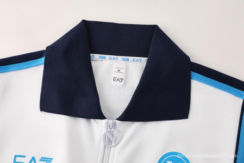 25/26 SSC Napoli White  Full zipper Jacket Tracksuit+ long pants