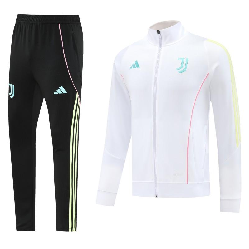 25/26  Juventus White  Full zipper Jacket Tracksuit+ long pants