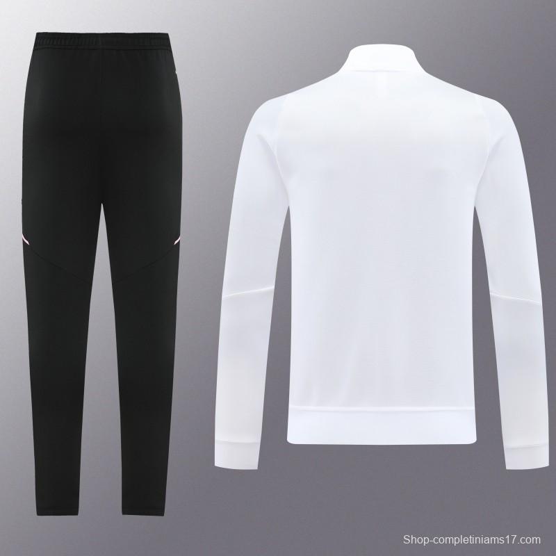 25/26  Juventus White  Full zipper Jacket Tracksuit+ long pants