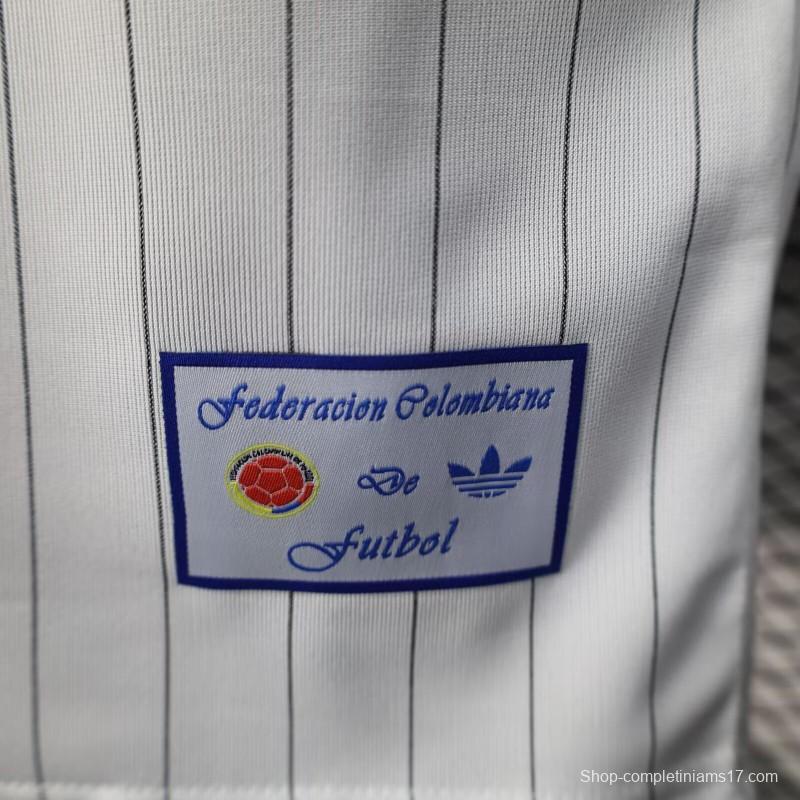 2026 Player Version Colombia White with Blue Vertical Stripe Jersey