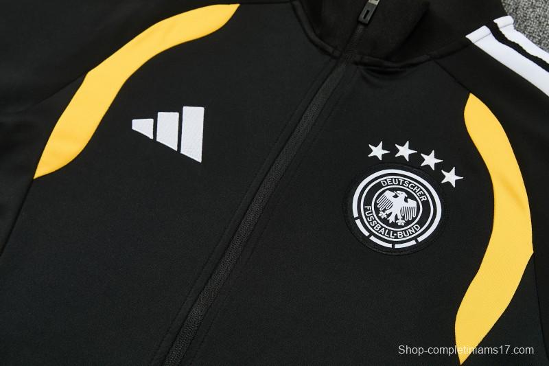 26/27 Germany  Black Full Zipper Jacket Tracksuit + Long Pants