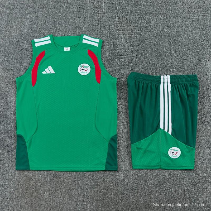 26/27  Algeria Green Sleeveless Training Vest +Shorts Set