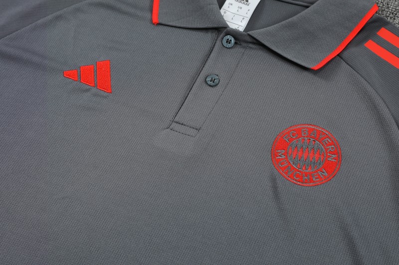 26/27 Bayern Munich  Grey  Polo Training Shirt + Long Pants Tracksuit