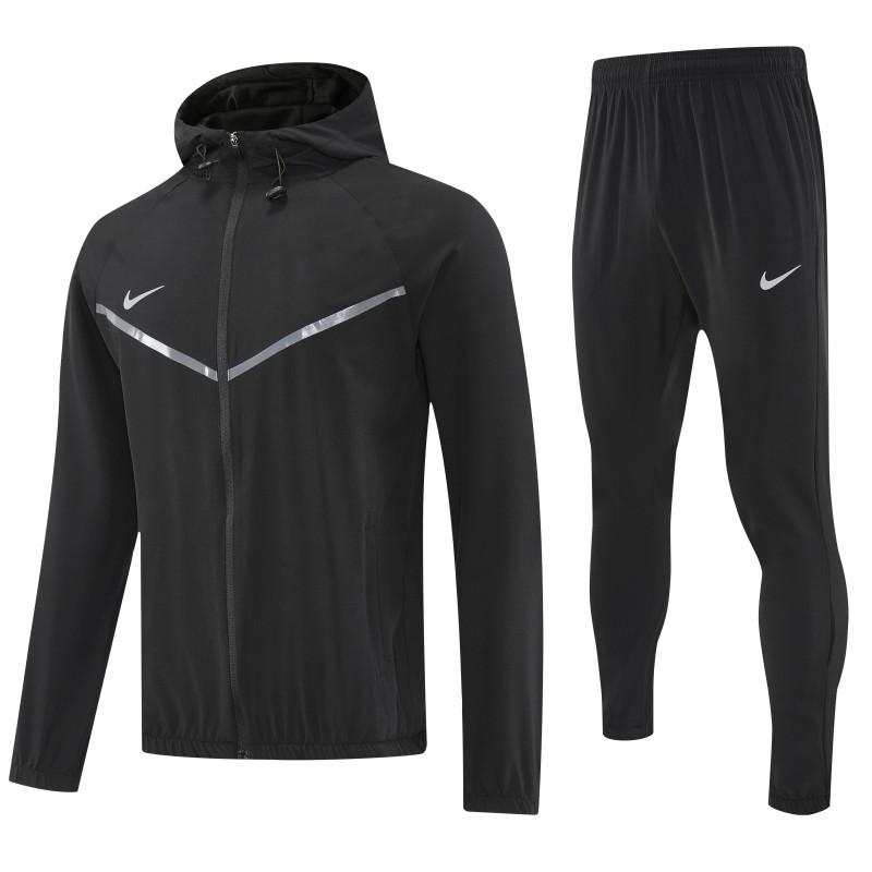 26/27 Nike Black Full Zipper Hooded Jacket Tracksuit + Long Pants