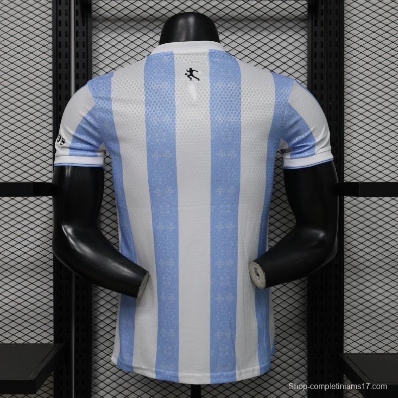 Player Version 2027 Argentina Home White & Light Blue Stripe Maradona Tribute Jersey