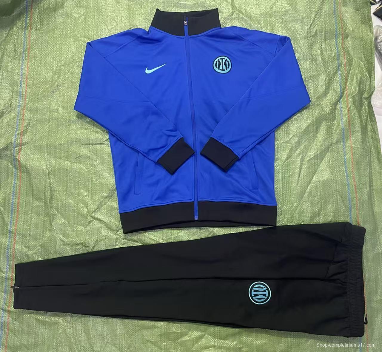 26/27 Inter Milan Blue Full Zipper Jacket Tracksuit + Black Long Pants