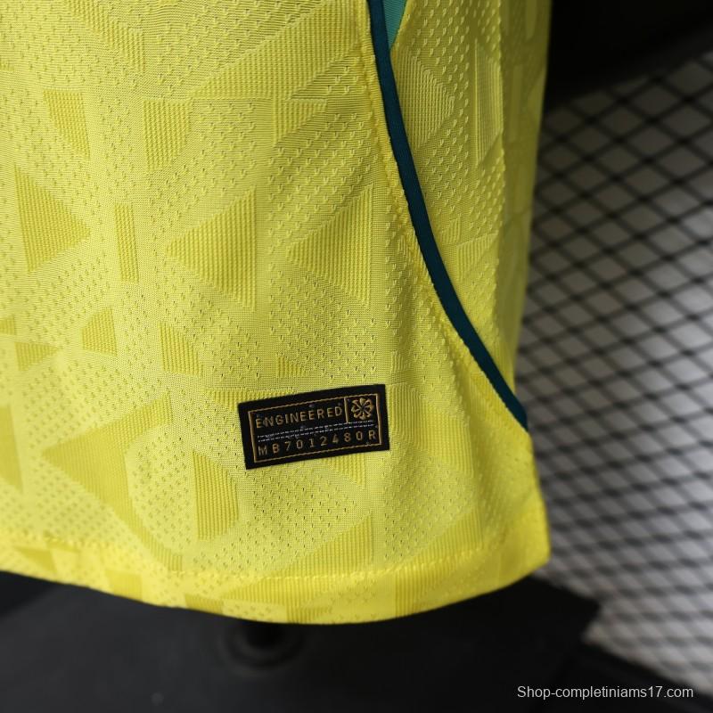 Player Version 2026 Brazil Yellow  Geometric Pattern Home Jersey