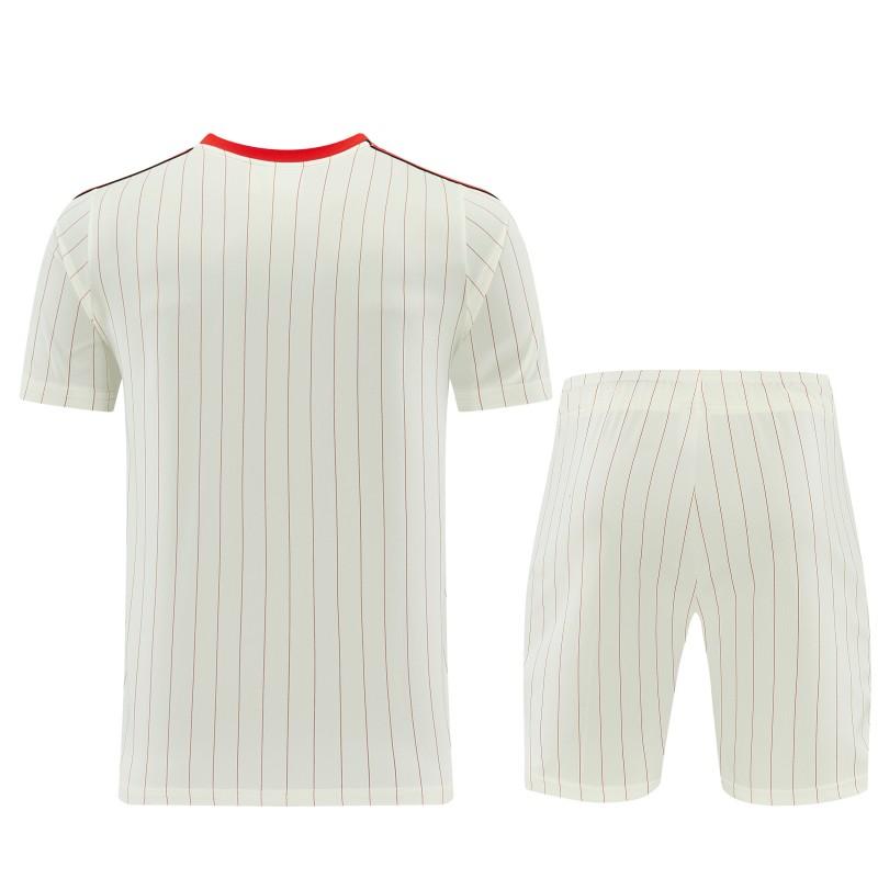 26/27 Benfica × Adidas Originals Off-White Pinstripe Short Sleeve+Soccer Shorts