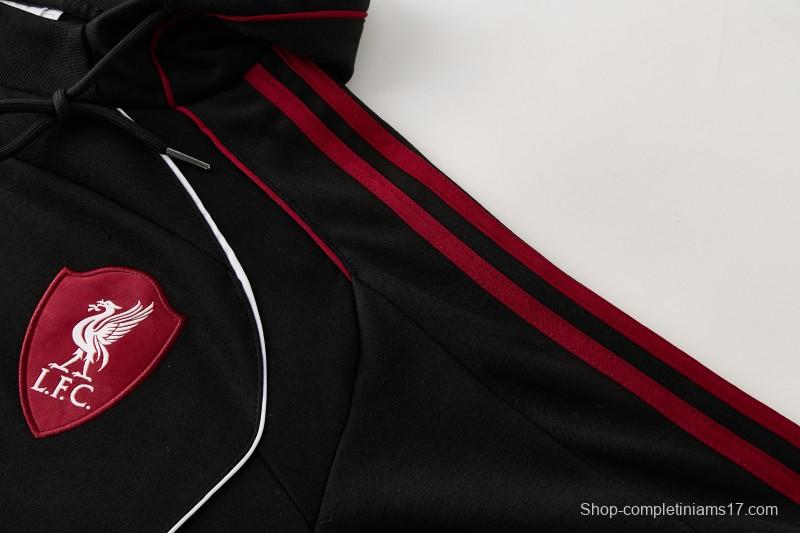 26/27 Liverpool  Black Full Zipper Hooded Jacket Tracksuit + Long Pants