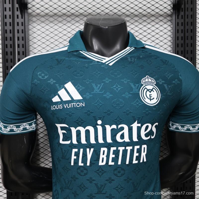 Player Version 2026 Real Madrid × Louis Vuitton Teal LV Monogram Adidas Collab Special Edition Jersey