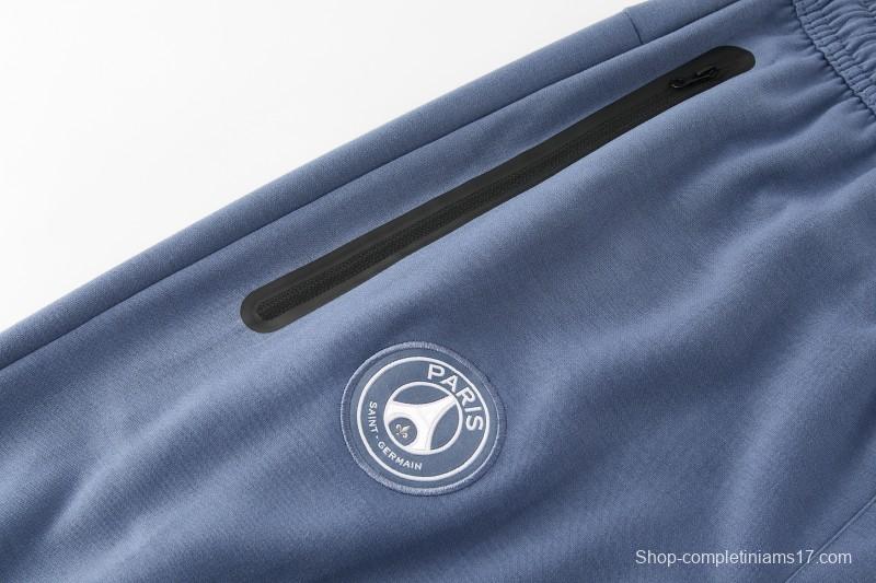26/27  Paris Saint-Germain Steel Blue Full Zipper Hooded Jacket Tracksuit + Long Pants